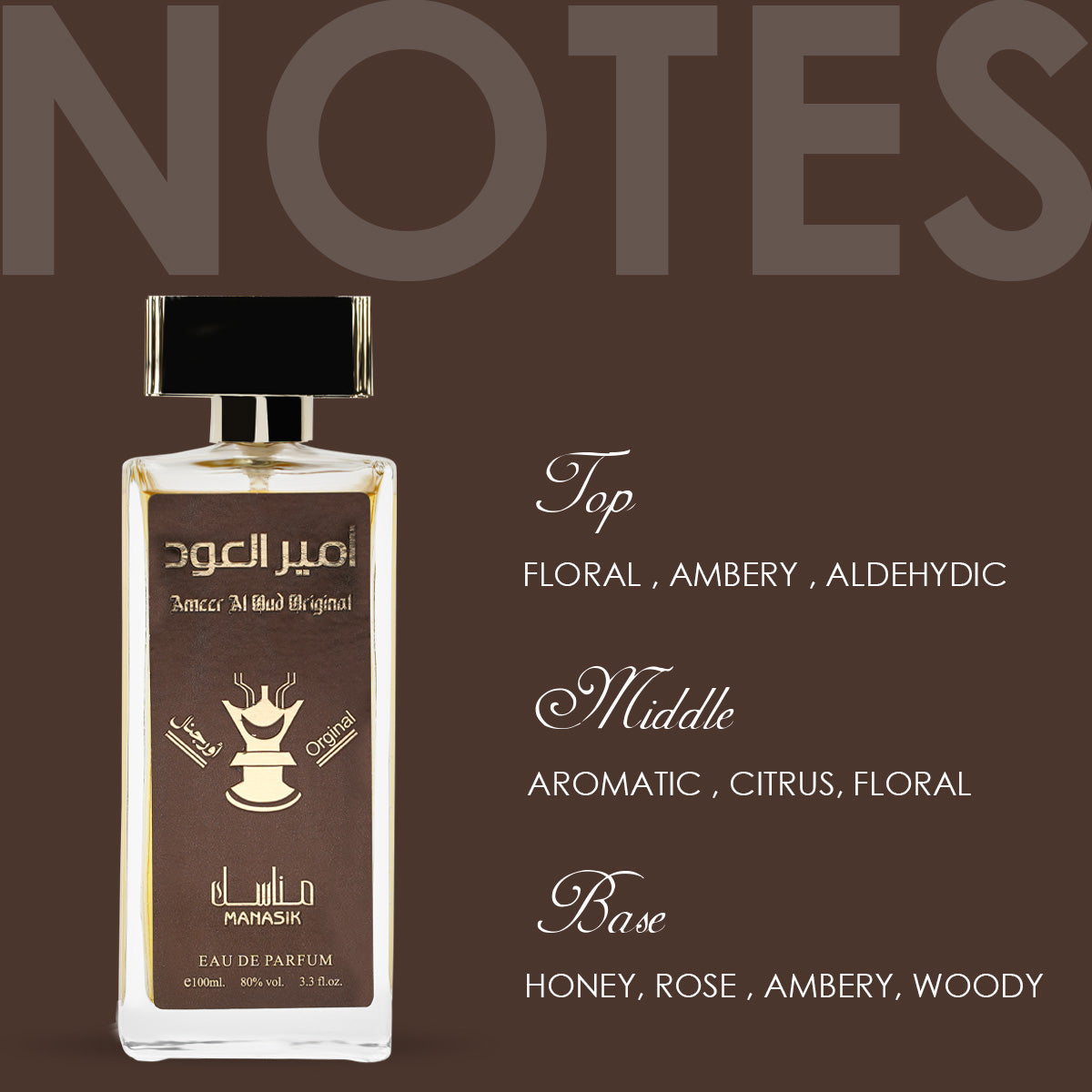 MANASIK Ameer Al Oud Original Premium Quality Long Lasting Eau De Parfum For Men