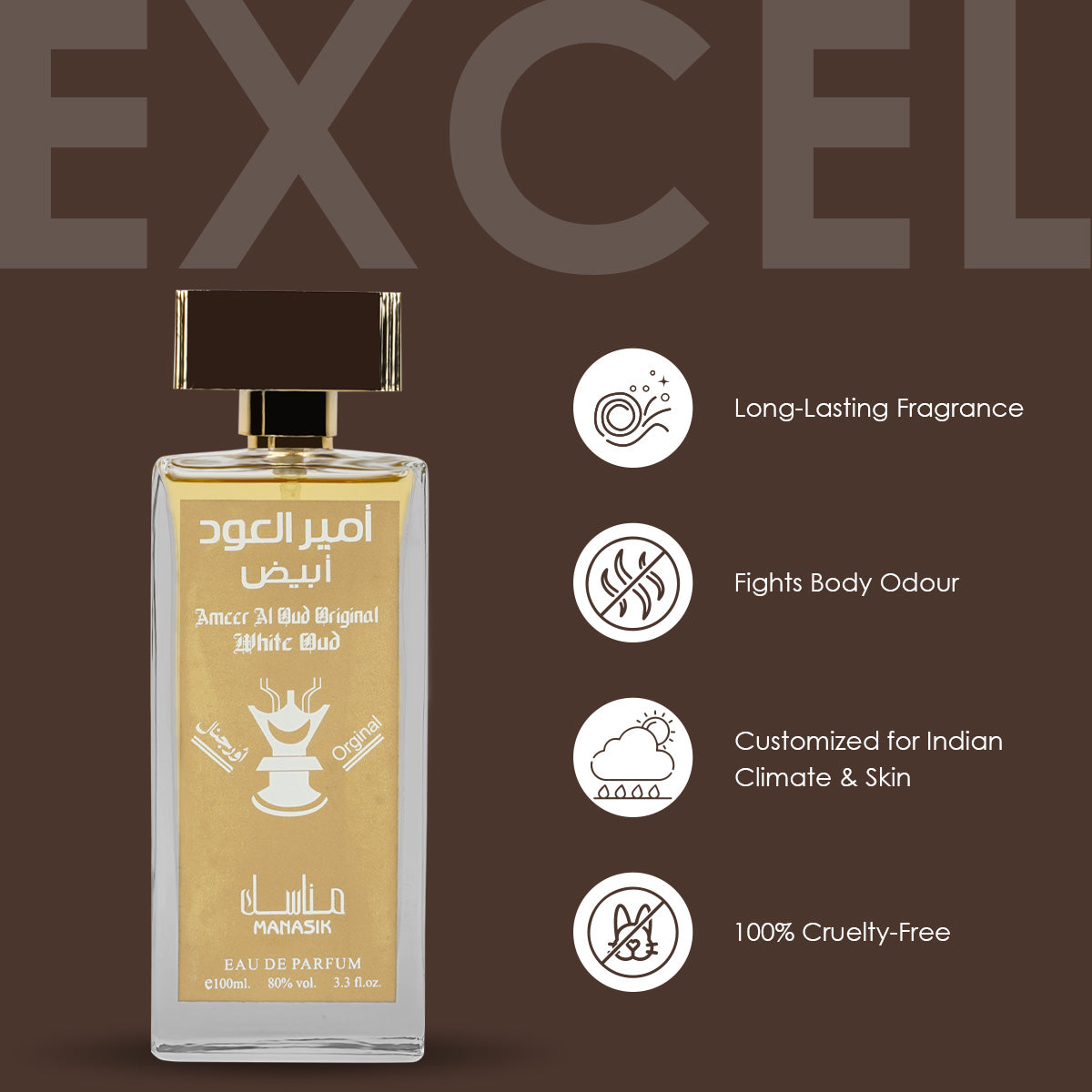 MANASIK Ameer Al Oud Original White Oud Premium Quality Long Lasting Eau De Parfum For Men